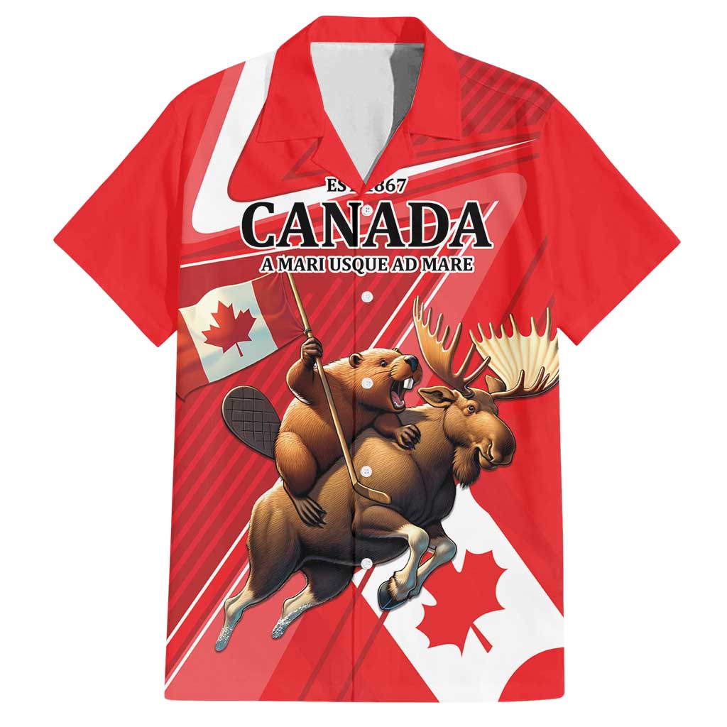 Personalized Beaver and Moose Happy Canada Day Family Matching Puletasi and Hawaiian Shirt Est 1867 A Mari Usque Ad Mare