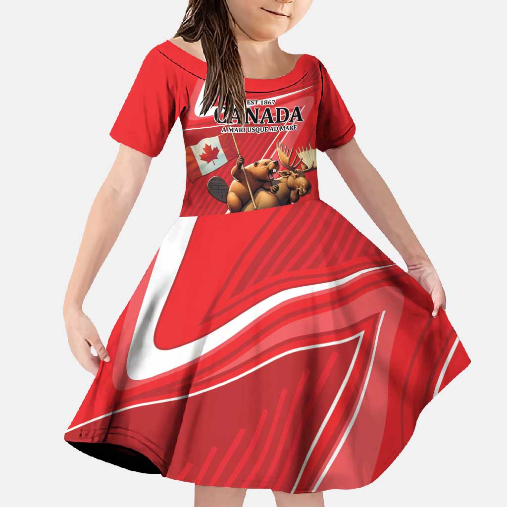 Personalized Beaver and Moose Happy Canada Day Family Matching Summer Maxi Dress and Hawaiian Shirt Est 1867 A Mari Usque Ad Mare