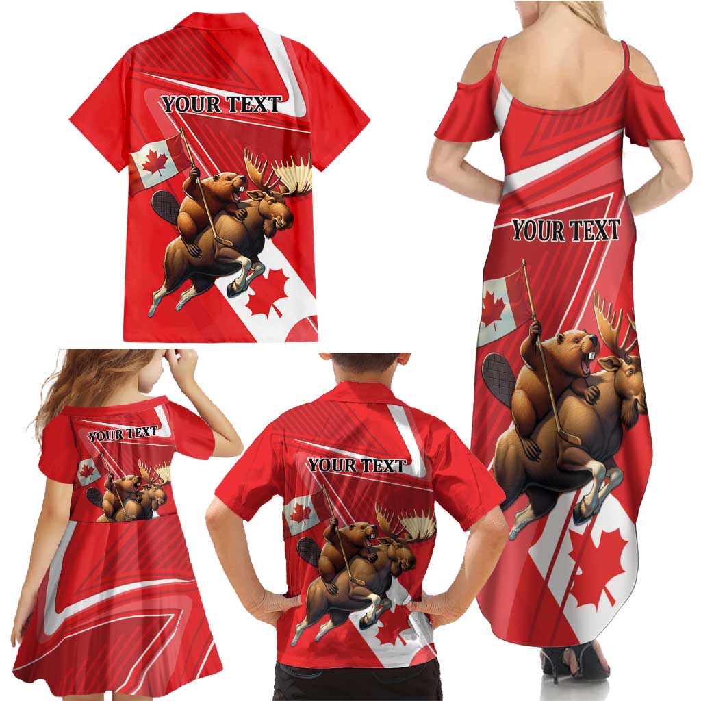 Personalized Beaver and Moose Happy Canada Day Family Matching Summer Maxi Dress and Hawaiian Shirt Est 1867 A Mari Usque Ad Mare