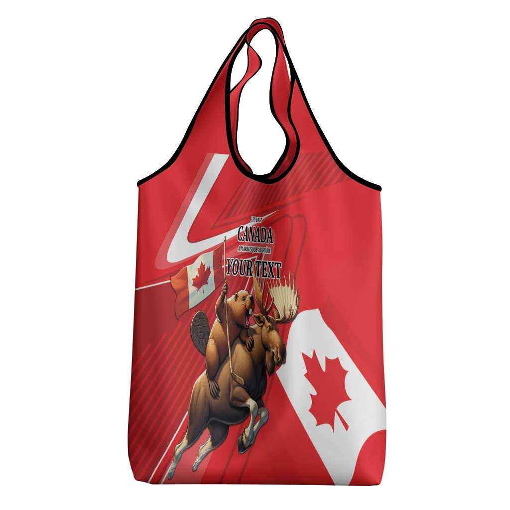 Personalized Beaver and Moose Happy Canada Day Grocery Bag Est 1867 A Mari Usque Ad Mare