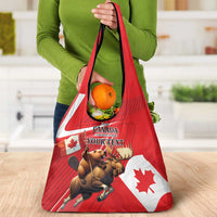 Personalized Beaver and Moose Happy Canada Day Grocery Bag Est 1867 A Mari Usque Ad Mare