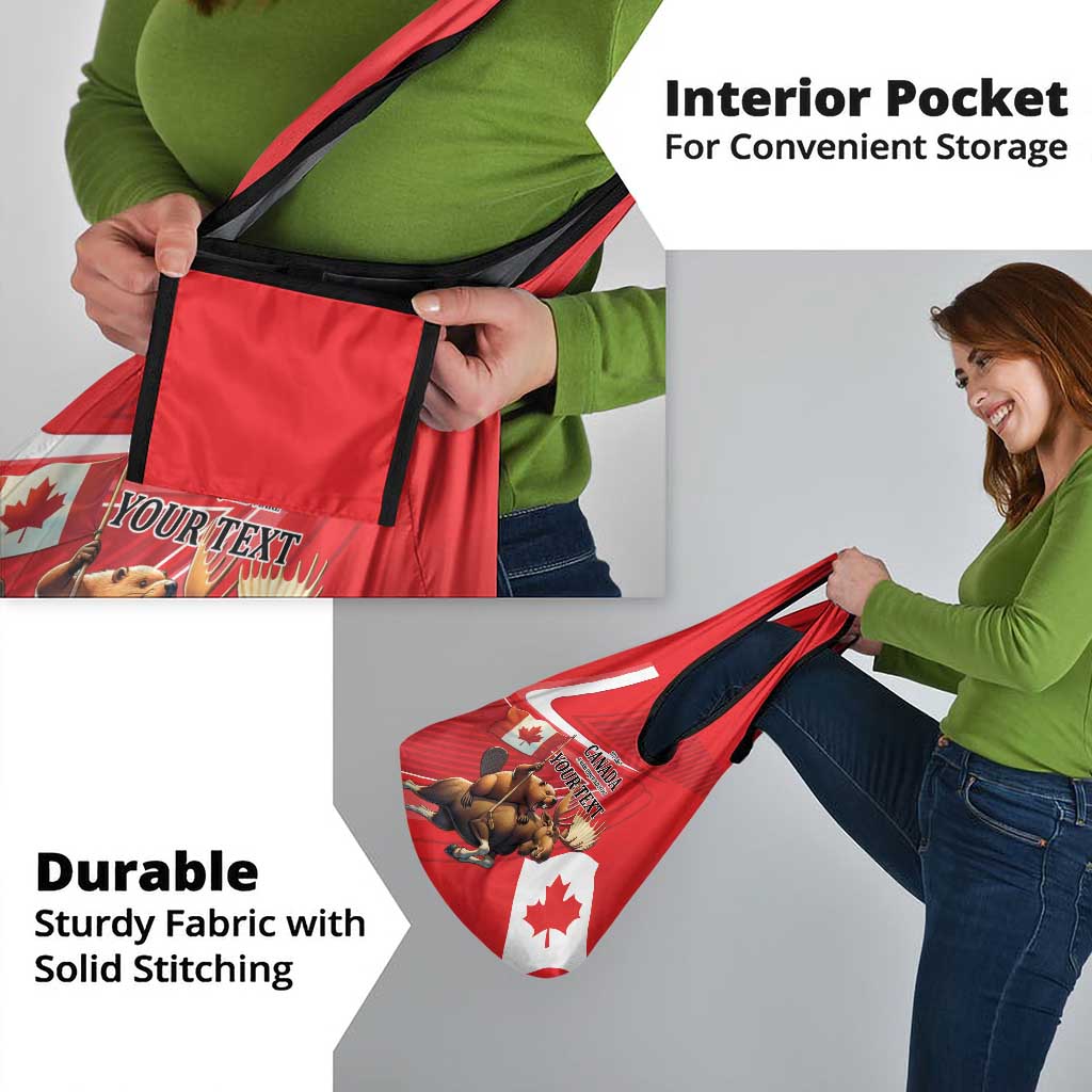 Personalized Beaver and Moose Happy Canada Day Grocery Bag Est 1867 A Mari Usque Ad Mare