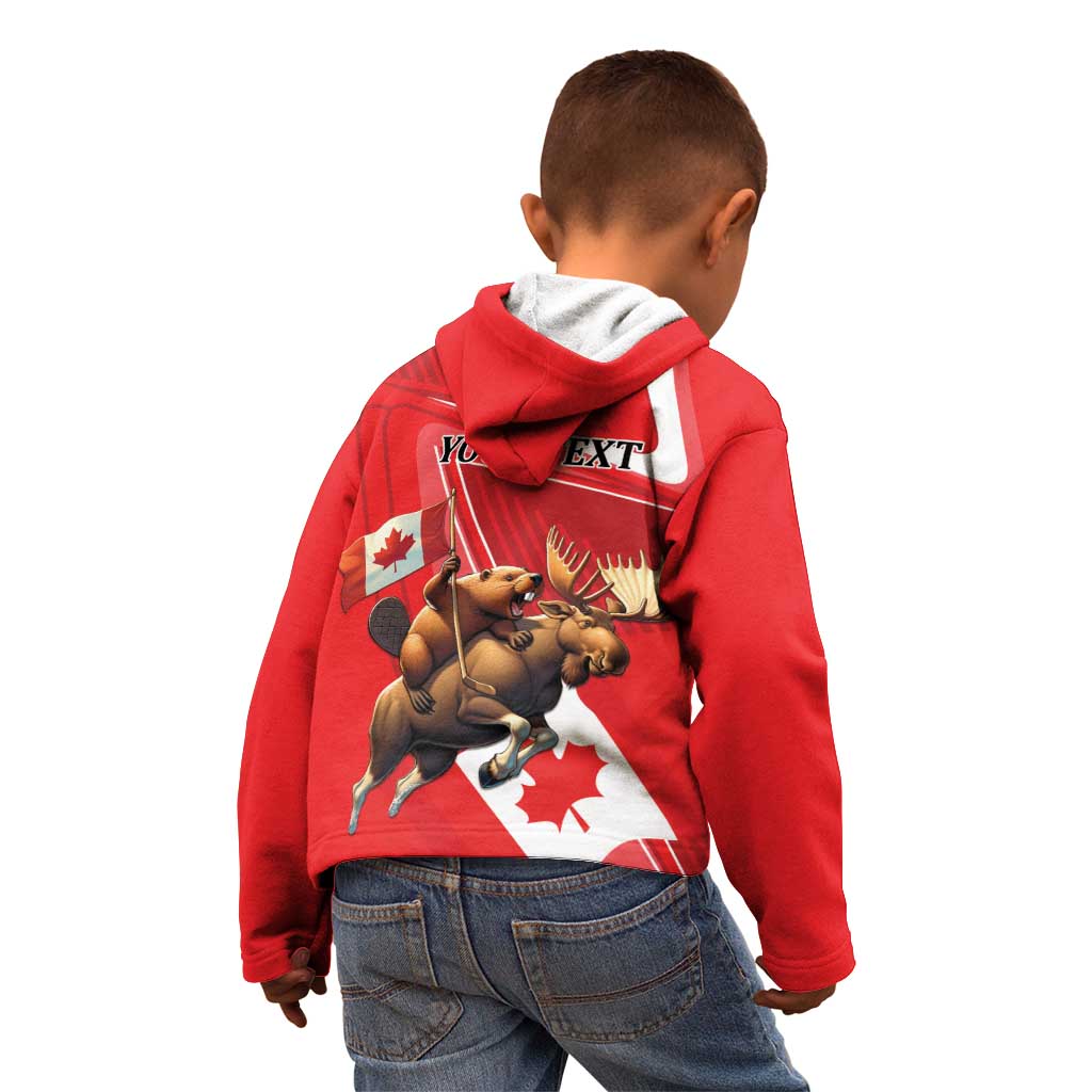 Personalized Beaver and Moose Happy Canada Day Kid Hoodie Est 1867 A Mari Usque Ad Mare