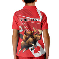 Personalized Beaver and Moose Happy Canada Day Kid Polo Shirt Est 1867 A Mari Usque Ad Mare