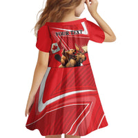 Personalized Beaver and Moose Happy Canada Day Kid Short Sleeve Dress Est 1867 A Mari Usque Ad Mare
