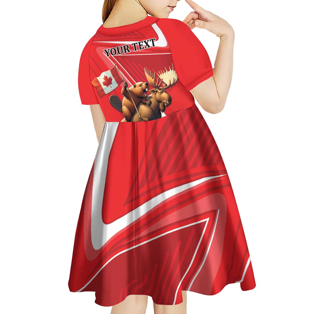 Personalized Beaver and Moose Happy Canada Day Kid Short Sleeve Dress Est 1867 A Mari Usque Ad Mare