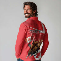 Personalized Beaver and Moose Happy Canada Day Long Sleeve Polo Shirt Est 1867 A Mari Usque Ad Mare