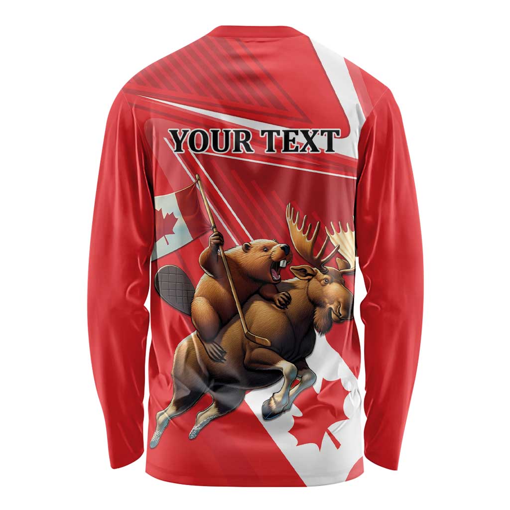 Personalized Beaver and Moose Happy Canada Day Long Sleeve Shirt Est 1867 A Mari Usque Ad Mare