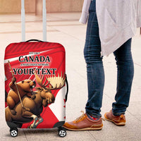 Personalized Beaver and Moose Happy Canada Day Luggage Cover Est 1867 A Mari Usque Ad Mare