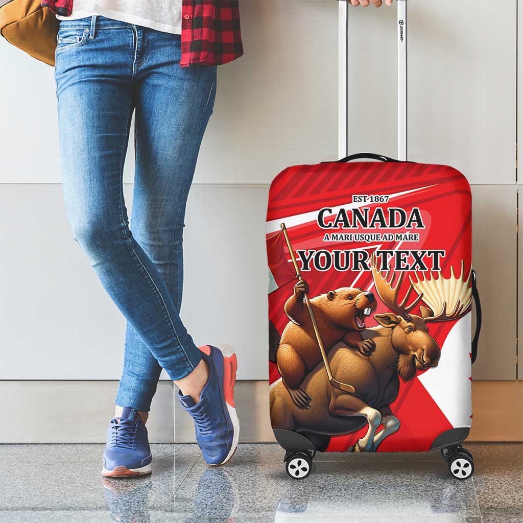 Personalized Beaver and Moose Happy Canada Day Luggage Cover Est 1867 A Mari Usque Ad Mare
