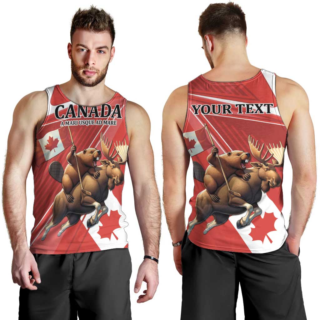 Personalized Beaver and Moose Happy Canada Day Men Tank Top Est 1867 A Mari Usque Ad Mare