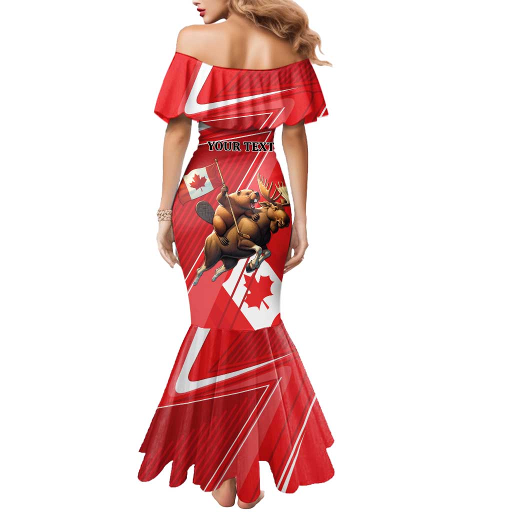 Personalized Beaver and Moose Happy Canada Day Mermaid Dress Est 1867 A Mari Usque Ad Mare