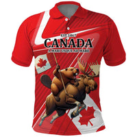 Personalized Beaver and Moose Happy Canada Day Polo Shirt Est 1867 A Mari Usque Ad Mare