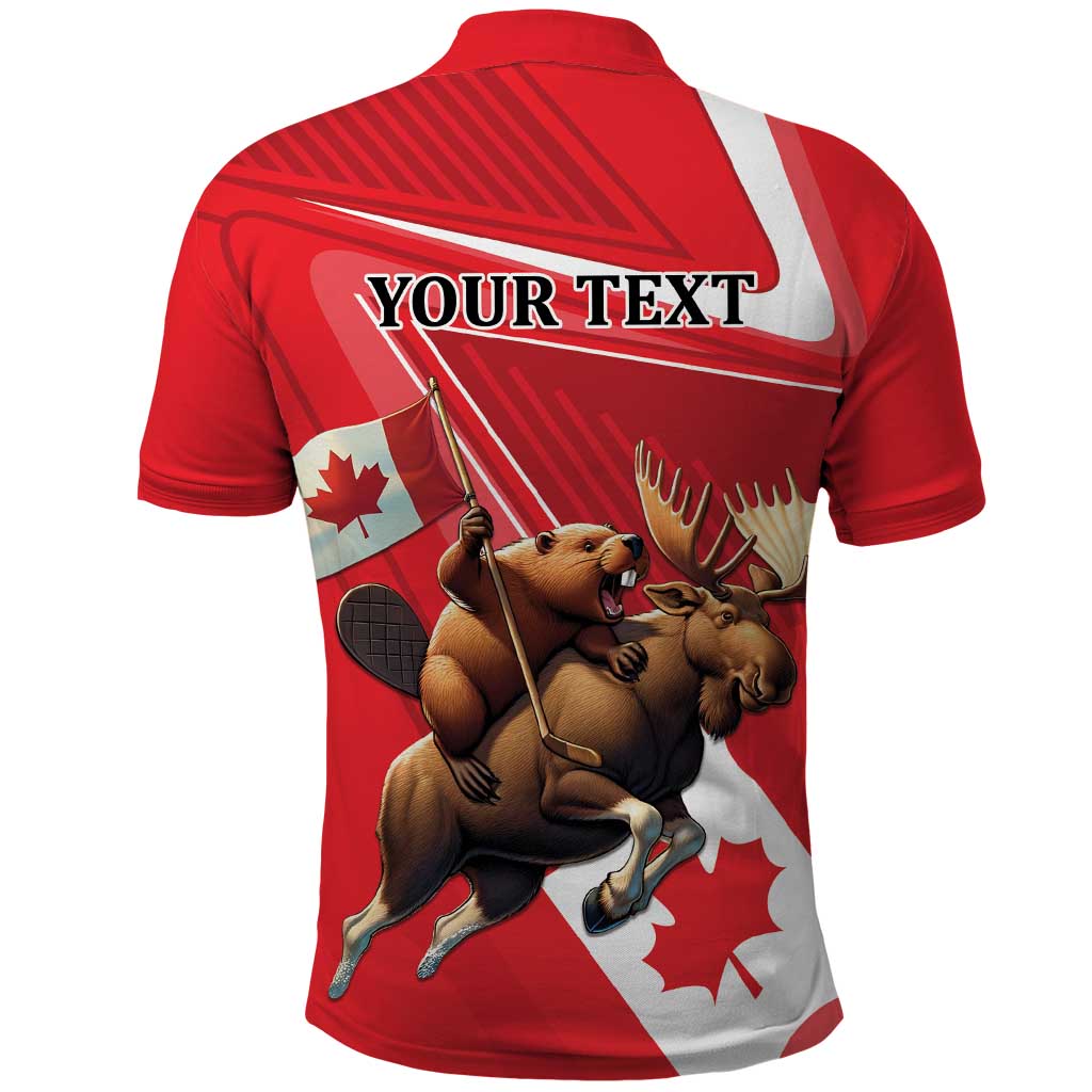 Personalized Beaver and Moose Happy Canada Day Polo Shirt Est 1867 A Mari Usque Ad Mare