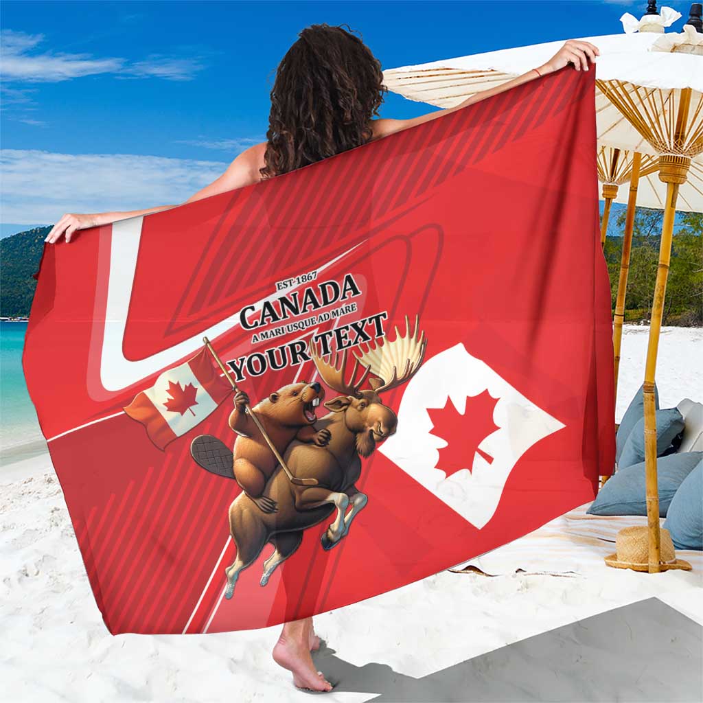 Personalized Beaver and Moose Happy Canada Day Sarong Est 1867 A Mari Usque Ad Mare