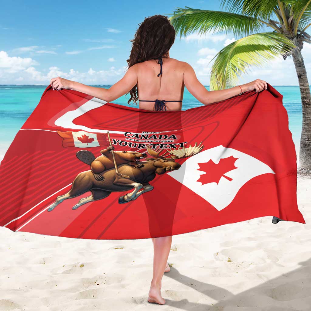 Personalized Beaver and Moose Happy Canada Day Sarong Est 1867 A Mari Usque Ad Mare