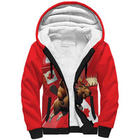 Personalized Beaver and Moose Happy Canada Day Sherpa Hoodie Est 1867 A Mari Usque Ad Mare