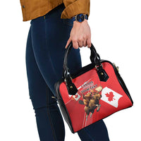 Personalized Beaver and Moose Happy Canada Day Shoulder Handbag Est 1867 A Mari Usque Ad Mare