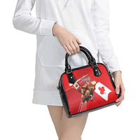 Personalized Beaver and Moose Happy Canada Day Shoulder Handbag Est 1867 A Mari Usque Ad Mare