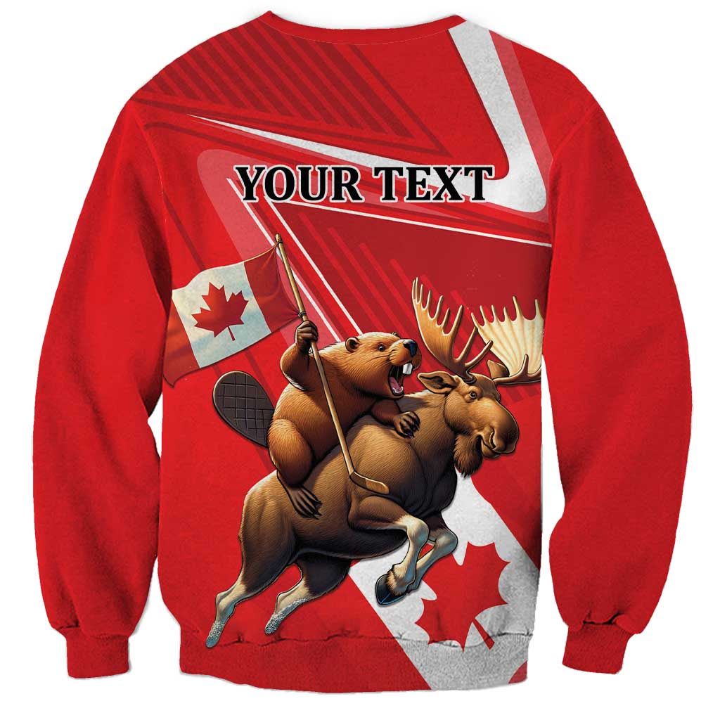 Personalized Beaver and Moose Happy Canada Day Sweatshirt Est 1867 A Mari Usque Ad Mare