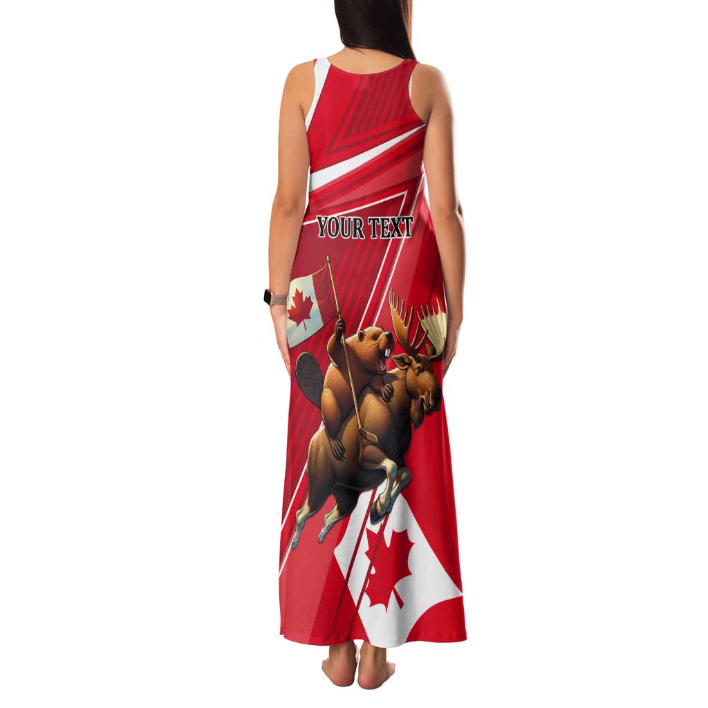 Personalized Beaver and Moose Happy Canada Day Tank Maxi Dress Est 1867 A Mari Usque Ad Mare