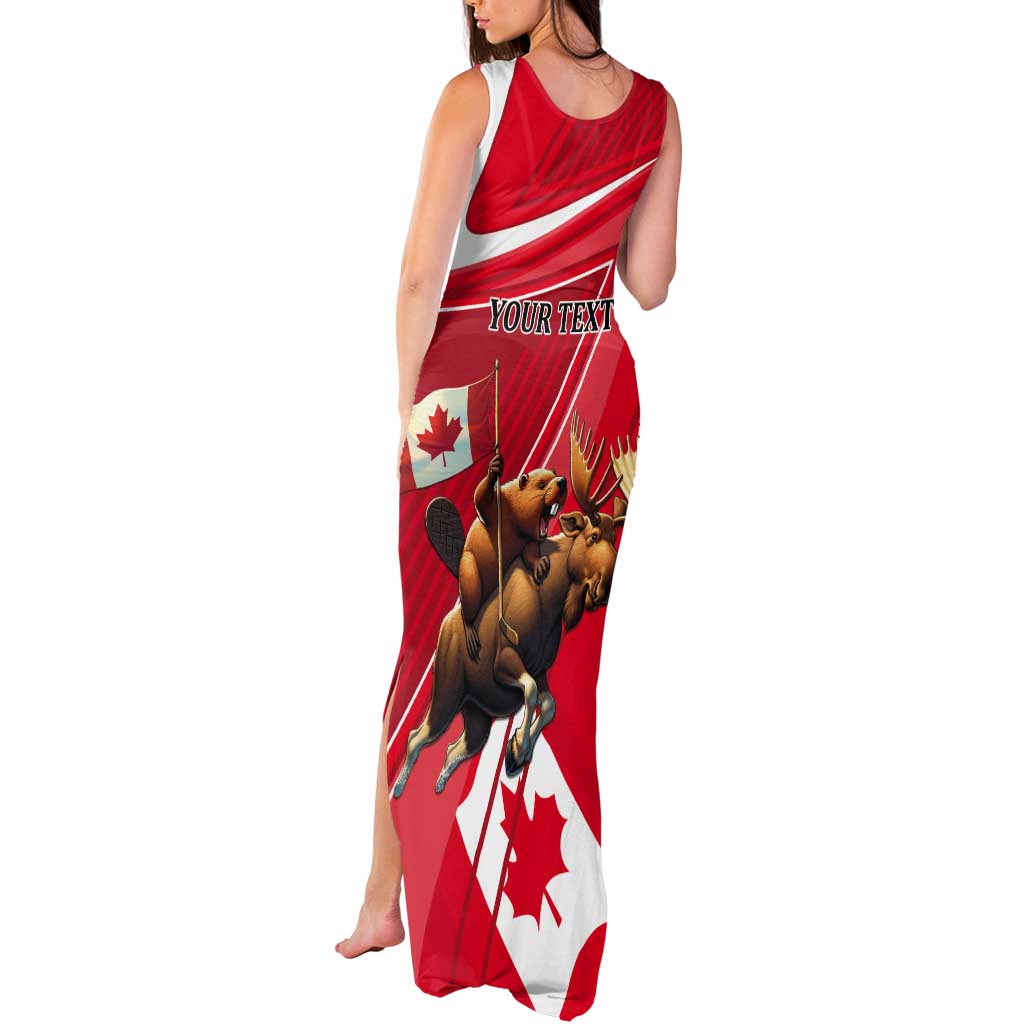Personalized Beaver and Moose Happy Canada Day Tank Maxi Dress Est 1867 A Mari Usque Ad Mare
