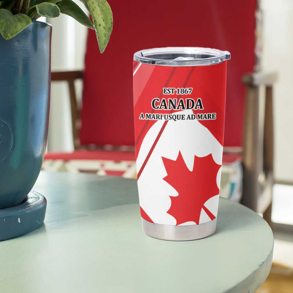 Personalized Beaver and Moose Happy Canada Day Tumbler Cup Est 1867 A Mari Usque Ad Mare