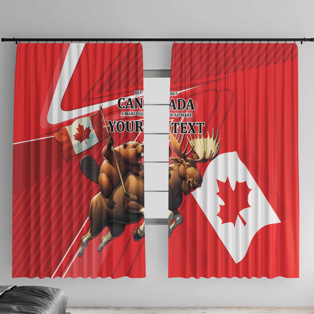 Personalized Beaver and Moose Happy Canada Day Window Curtain Est 1867 A Mari Usque Ad Mare