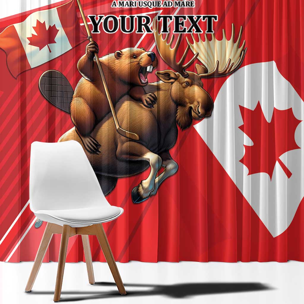 Personalized Beaver and Moose Happy Canada Day Window Curtain Est 1867 A Mari Usque Ad Mare
