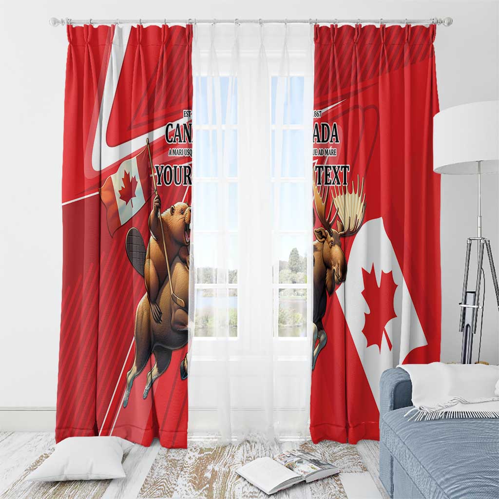 Personalized Beaver and Moose Happy Canada Day Window Curtain Est 1867 A Mari Usque Ad Mare