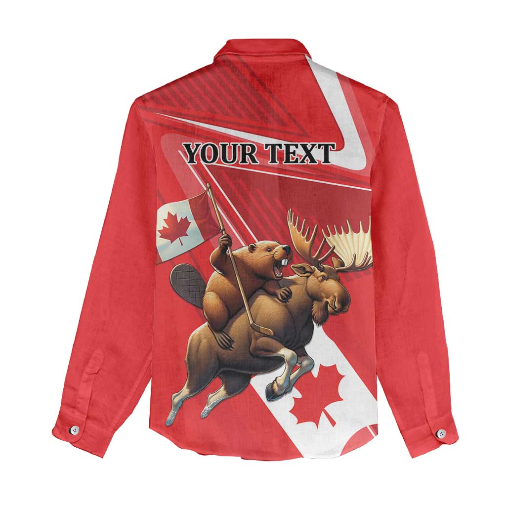 Personalized Beaver and Moose Happy Canada Day Women Casual Shirt Est 1867 A Mari Usque Ad Mare
