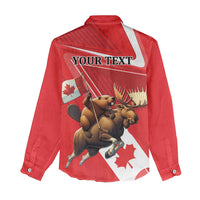 Personalized Beaver and Moose Happy Canada Day Women Casual Shirt Est 1867 A Mari Usque Ad Mare