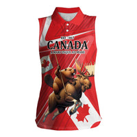 Personalized Beaver and Moose Happy Canada Day Women Sleeveless Polo Shirt Est 1867 A Mari Usque Ad Mare