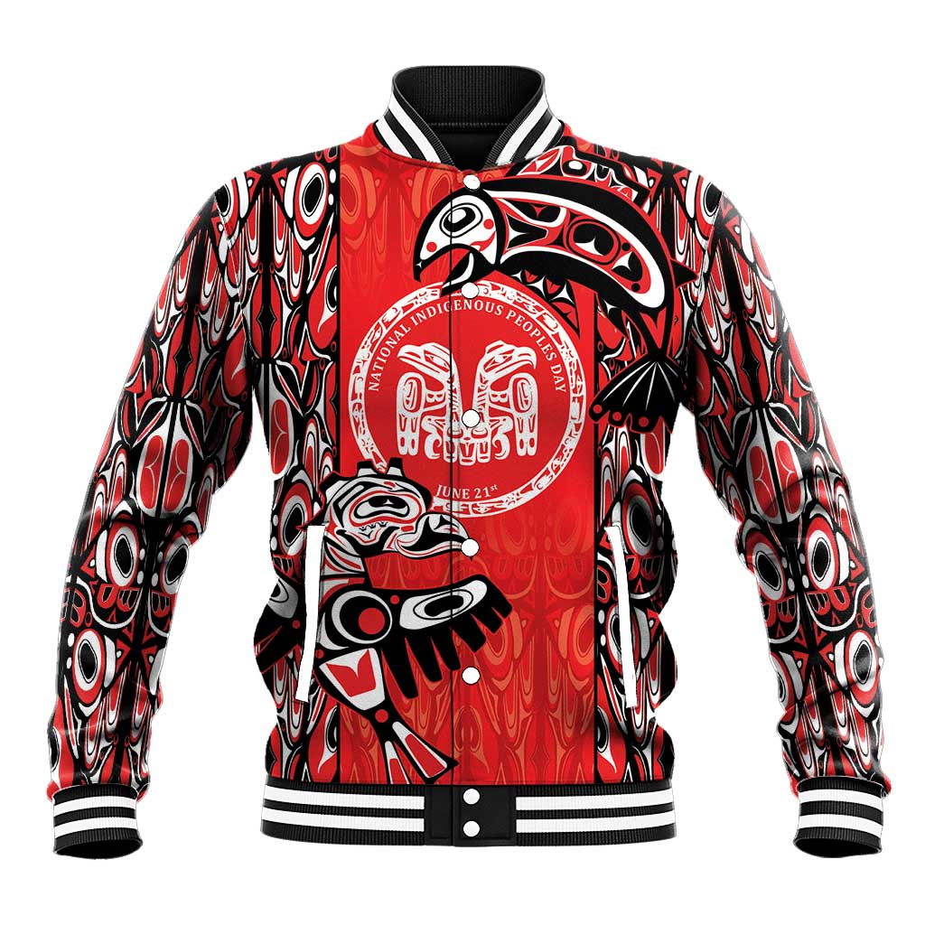 Personalized Canada Indigenous People Day Baseball Jacket Haida Tribe Flag Tattoo Style