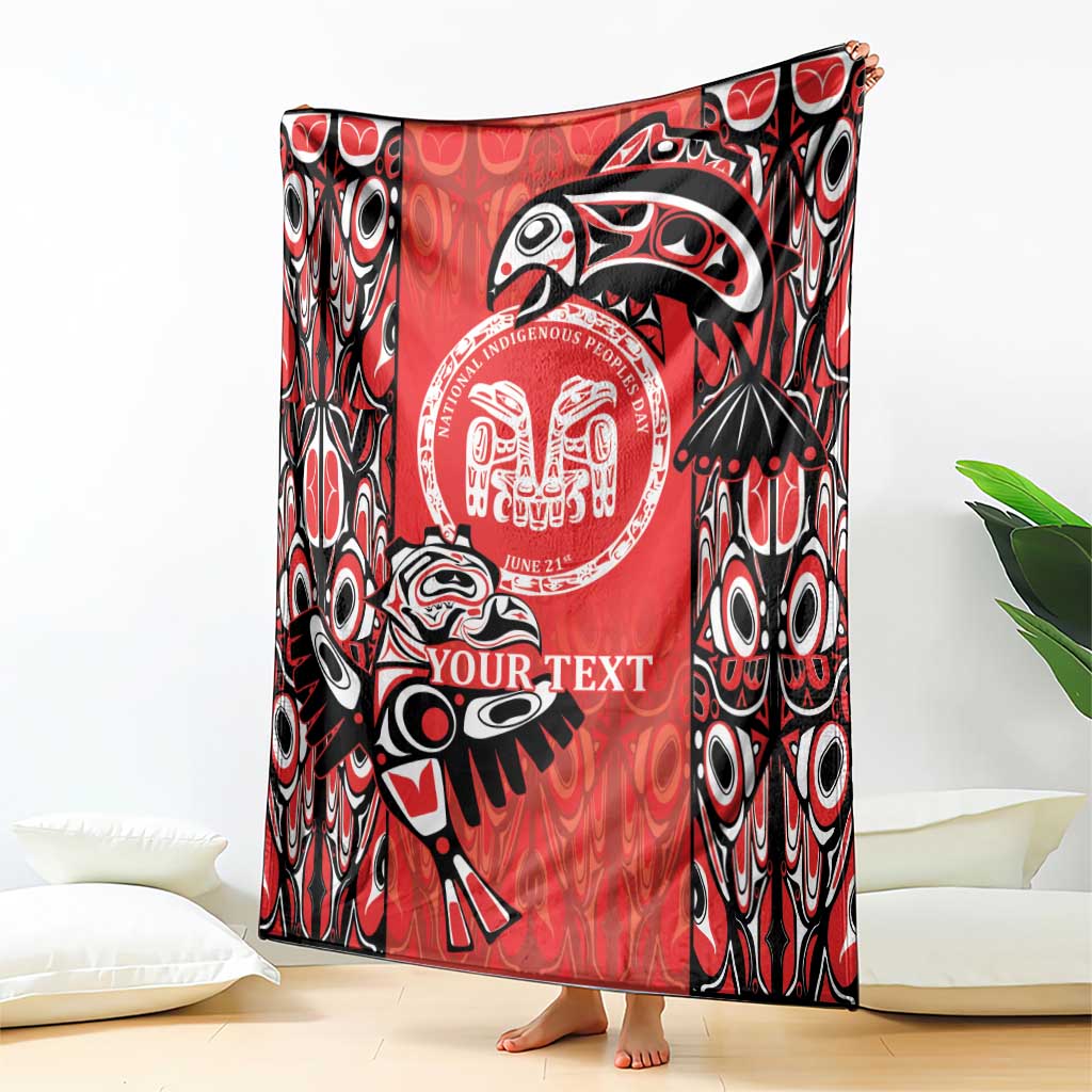 Personalized Canada Indigenous People Day Blanket Haida Tribe Flag Tattoo Style