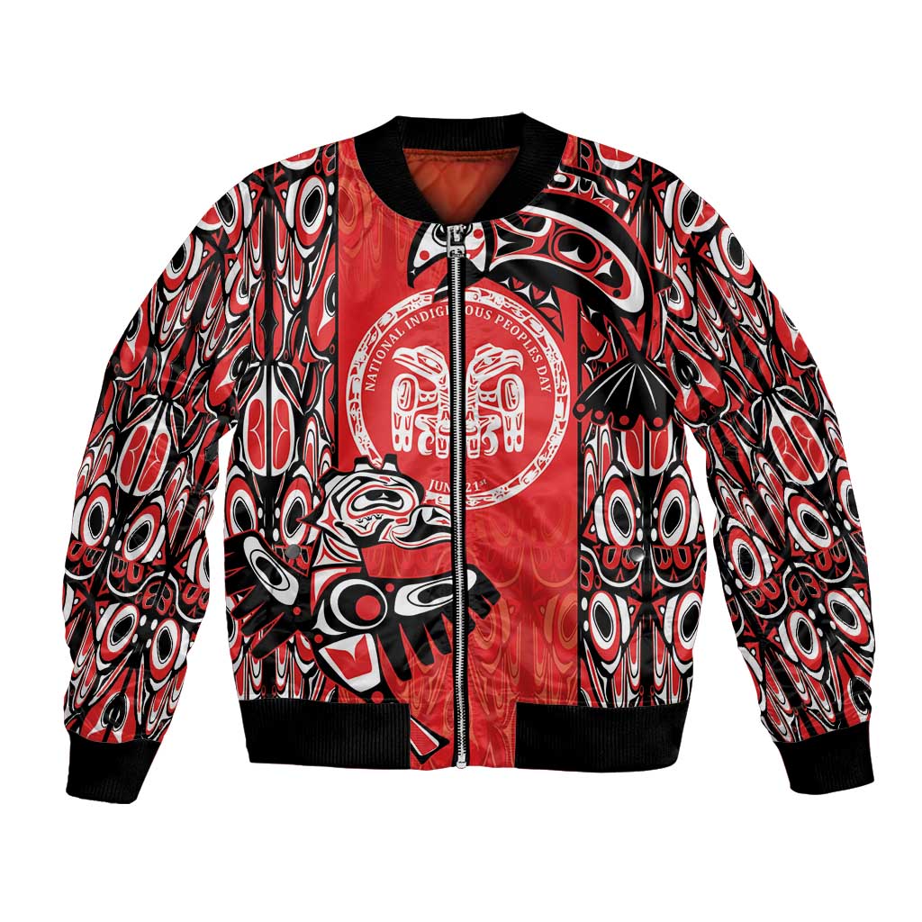 Personalized Canada Indigenous People Day Bomber Jacket Haida Tribe Flag Tattoo Style