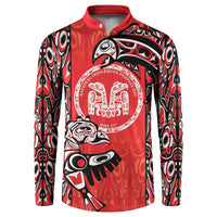 Personalized Canada Indigenous People Day Button Sweatshirt Haida Tribe Flag Tattoo Style