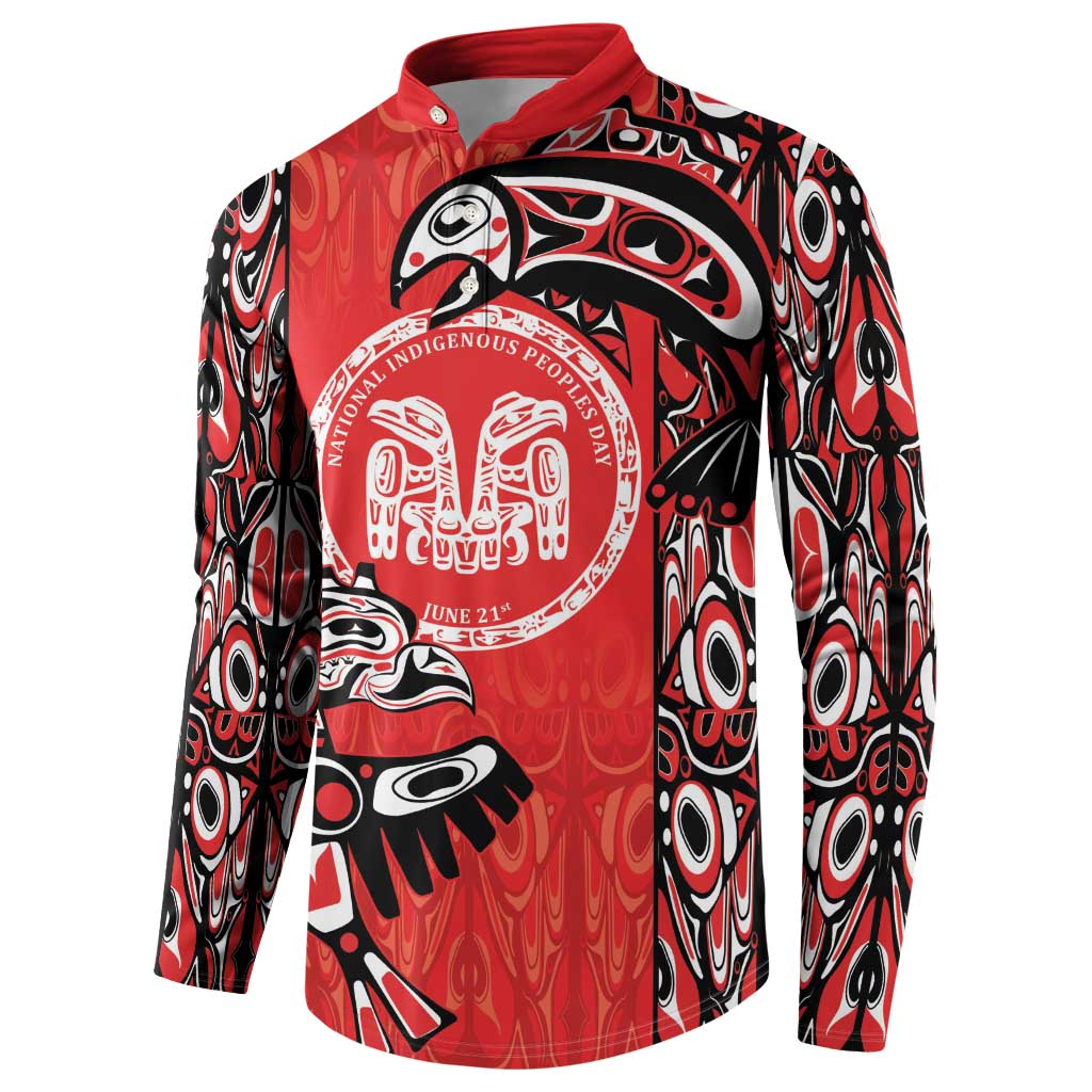 Personalized Canada Indigenous People Day Button Sweatshirt Haida Tribe Flag Tattoo Style