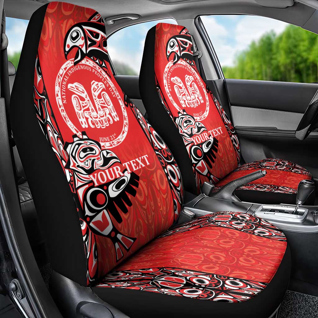 Personalized Canada Indigenous People Day Car Seat Cover Haida Tribe Flag Tattoo Style
