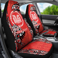 Personalized Canada Indigenous People Day Car Seat Cover Haida Tribe Flag Tattoo Style