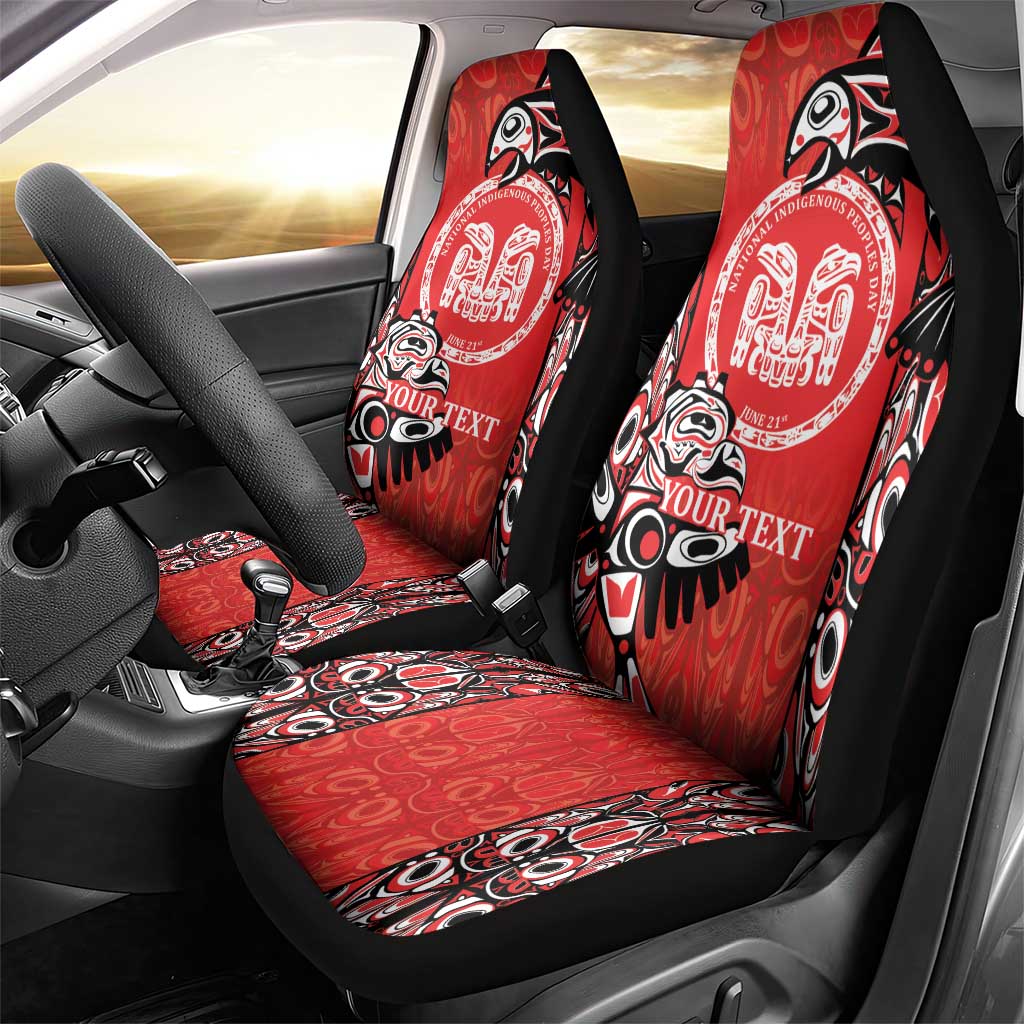 Personalized Canada Indigenous People Day Car Seat Cover Haida Tribe Flag Tattoo Style
