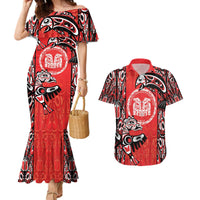 Personalized Canada Indigenous People Day Couples Matching Mermaid Dress and Hawaiian Shirt Haida Tribe Flag Tattoo Style