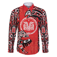 Personalized Canada Indigenous People Day Family Matching Off The Shoulder Long Sleeve Dress and Hawaiian Shirt Haida Tribe Flag Tattoo Style