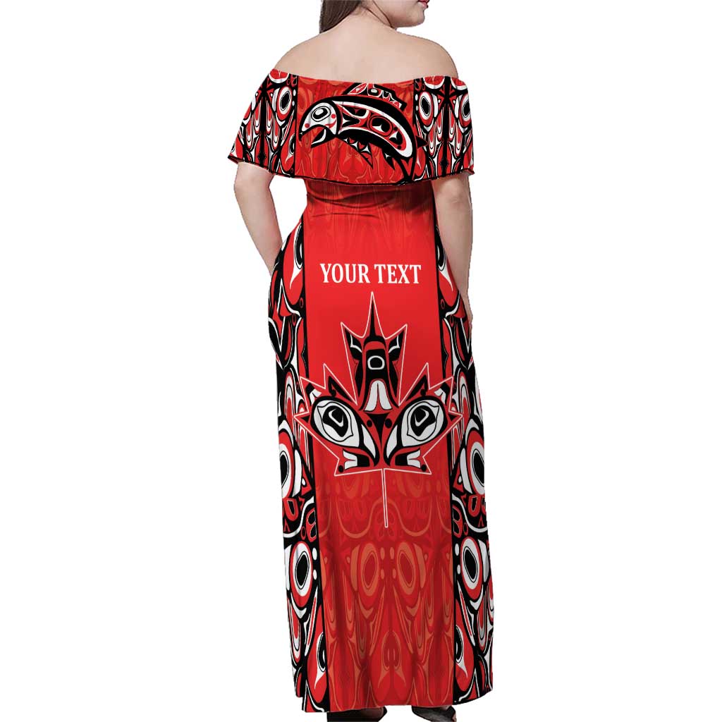 Personalized Canada Indigenous People Day Family Matching Off Shoulder Maxi Dress and Hawaiian Shirt Haida Tribe Flag Tattoo Style