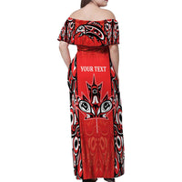 Personalized Canada Indigenous People Day Family Matching Off Shoulder Maxi Dress and Hawaiian Shirt Haida Tribe Flag Tattoo Style