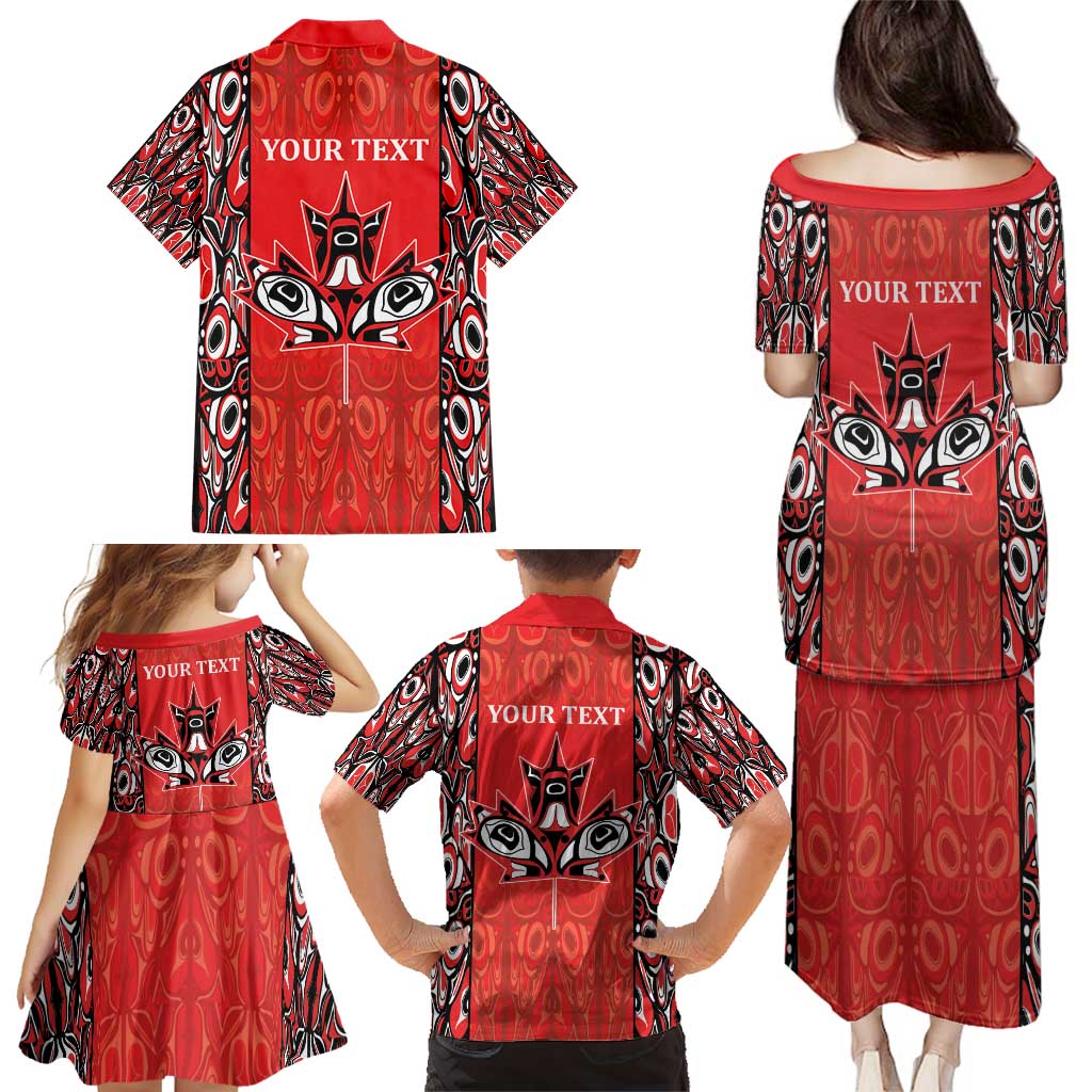 Personalized Canada Indigenous People Day Family Matching Puletasi and Hawaiian Shirt Haida Tribe Flag Tattoo Style