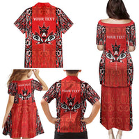 Personalized Canada Indigenous People Day Family Matching Puletasi and Hawaiian Shirt Haida Tribe Flag Tattoo Style