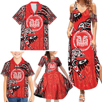 Personalized Canada Indigenous People Day Family Matching Summer Maxi Dress and Hawaiian Shirt Haida Tribe Flag Tattoo Style