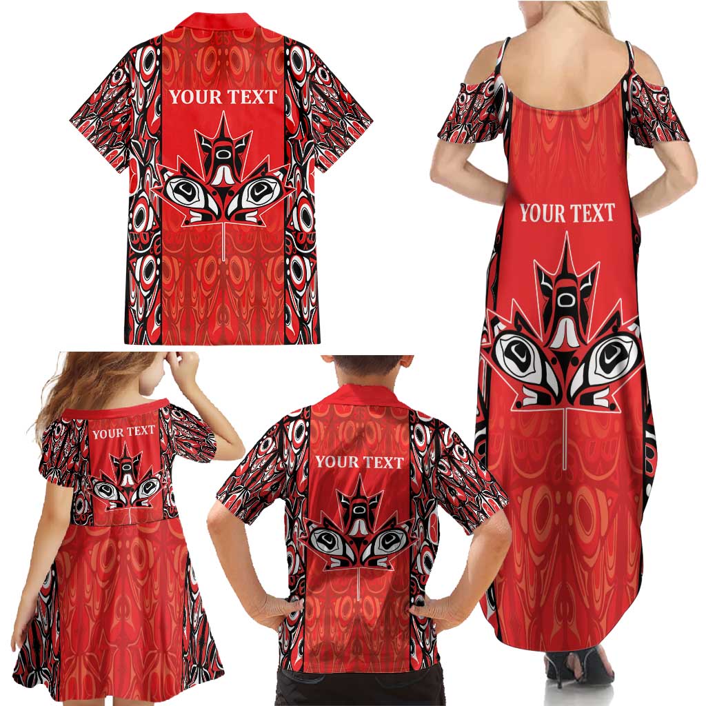 Personalized Canada Indigenous People Day Family Matching Summer Maxi Dress and Hawaiian Shirt Haida Tribe Flag Tattoo Style