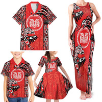 Personalized Canada Indigenous People Day Family Matching Tank Maxi Dress and Hawaiian Shirt Haida Tribe Flag Tattoo Style